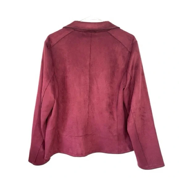 Philosophy Burgundy Faux Leather Suede Moto Jacket Size XL - Picture 3 of 5